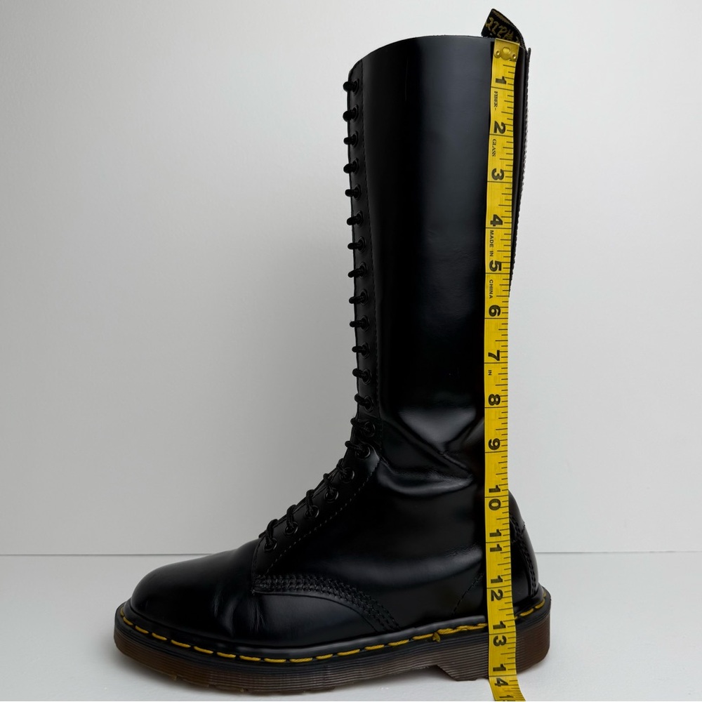Vintage Dr. Martens MIE Black Smooth Leather Tall 20 Eye Boots UK 5 - Picture 7 of 16